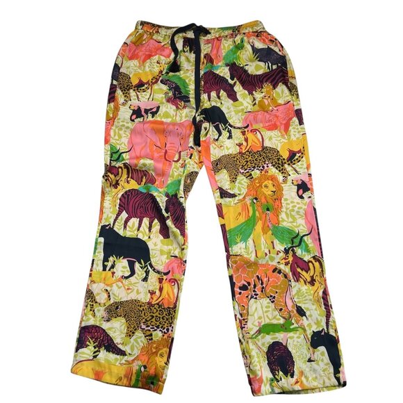 J. Crew NWT Drapey Wide Leg Pant Satin Like in Ratti Safari Print Size 8 - Picture 1 of 10